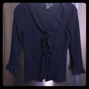 MAKE AN OFFER‼️ Tracy M. Ruffle Trim Cardigan S